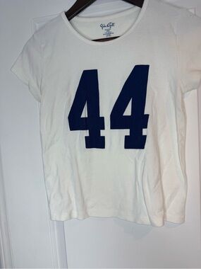 Brandy Melville White Tee with Navy 44 Graphic
